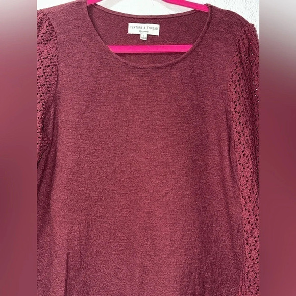 Texture and Thread (Madewell) Eyelet Mix Ruffle Sleeve Blouse - Picture 6 of 8